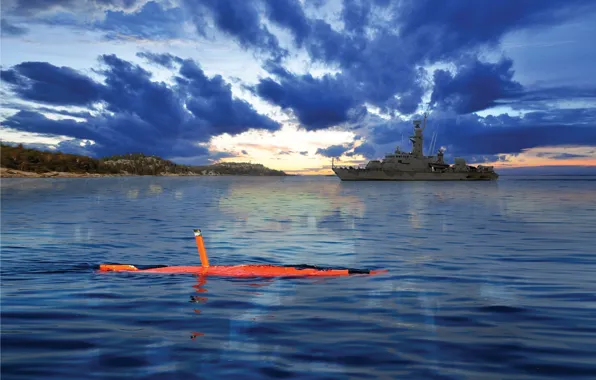 Sky, sea, cloud, island, marine, hi-tech, submarine, swedish