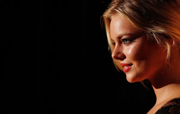 Взгляд, модель, портрет, макияж, актриса, профиль, фон black, Samara Weaving