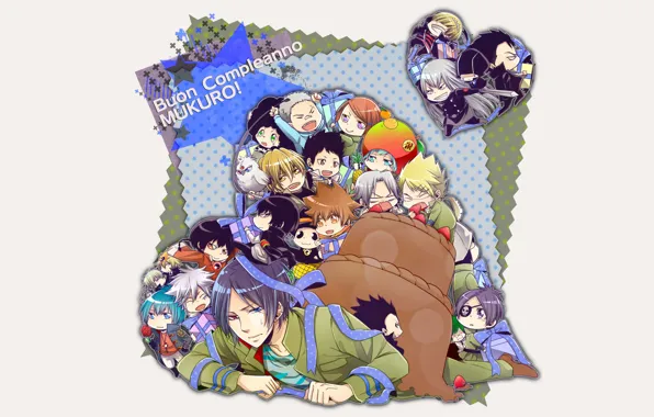 Дети, подарок, лента, Рокудо Мукуро, Katekyo Hitman REBORN, Учитель мафиози Реборн