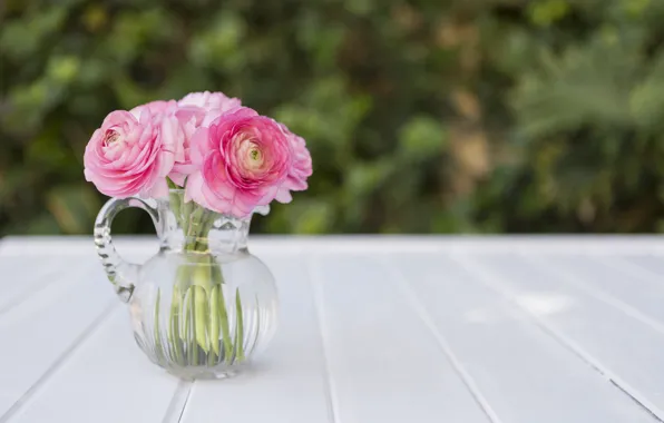 Картинка цветы, букет, ваза, розовые, пионы