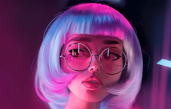 Картинка girl, glasses, portrait, ai art, short haircut