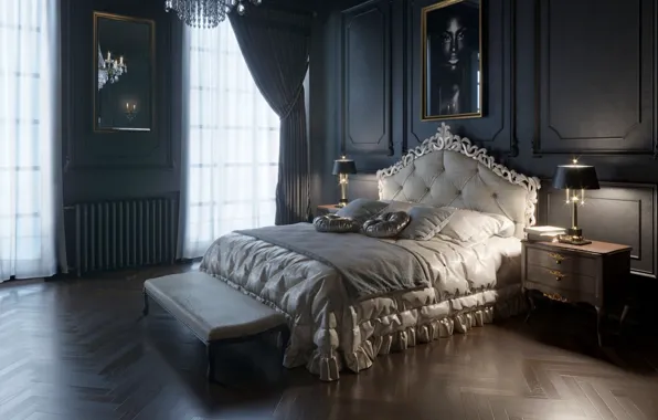 Дизайн, стиль, интерьер, спальня, gothic style