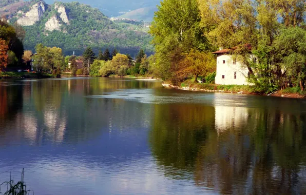 Осень, Река, Деревня, Fall, Autumn, River, Village