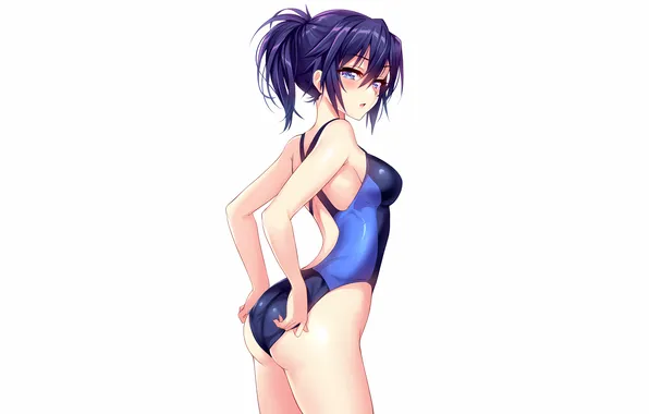 Girl, sexy, ass, boobs, anime, blue eyes, beautiful, short hair