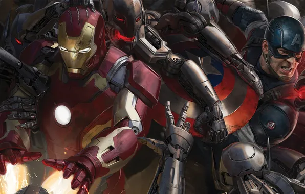 Iron Man, robots, Avengers: Age of Ultron