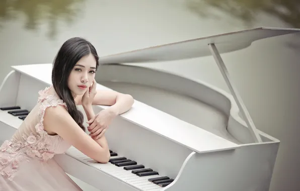 Девушка, музыка, азиатка, пианино