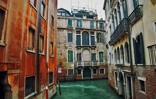 Здания, дома, Италия, Венеция, канал, Italy, water, улочка