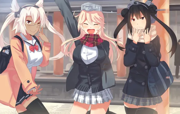Kantai collection, kancolle, musashi, nagat, iowa