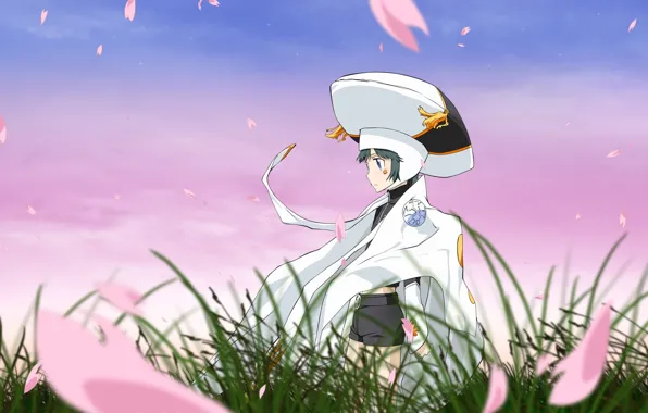 Небо, трава, ветер, лепестки, арт, katekyo hitman reborn!, учитель мафиози реборн!, аркобалено