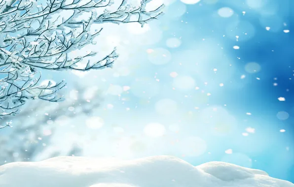 Картинка зима, лес, снег, деревья, снежинки, nature, winter, snow