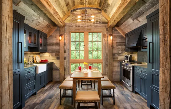Картинка Kitchen, Northern Wisconsin, Bunk House, Wood-Paneled