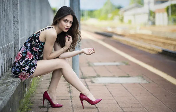 Картинка лето, лицо, волосы, каблуки, ножки, милашка, Erika