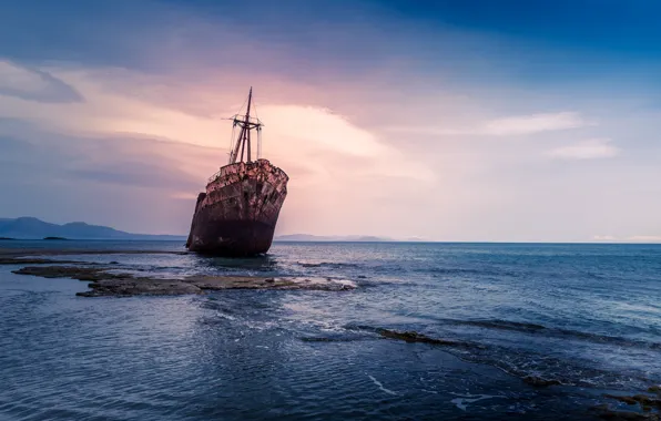Картинка море, берег, корабль