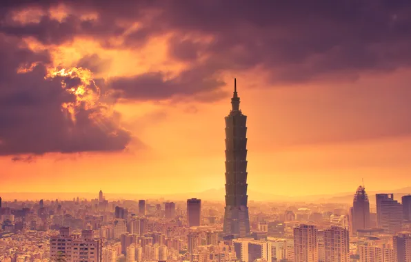 Картинка небо, облака, тепло, Тайбэй, провинция Тайвань, КНР