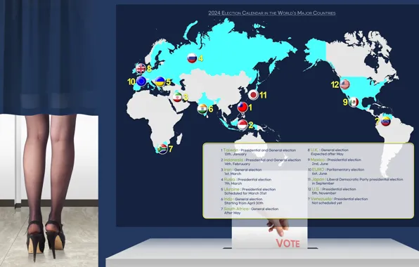 World, vote, election, 2024 Election Calendar in the World