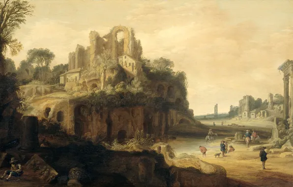 Масло, картина, 1657, Pieter Anthonisz. van Groenewegen, Питер Антонис. Ван Гроеневеген, Римский пейзаж с Палатином …