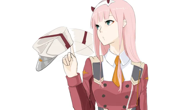 Девушка, кепка, 002, крутит, Darling In The Frankxx, Милый во Франксе, Zero Two