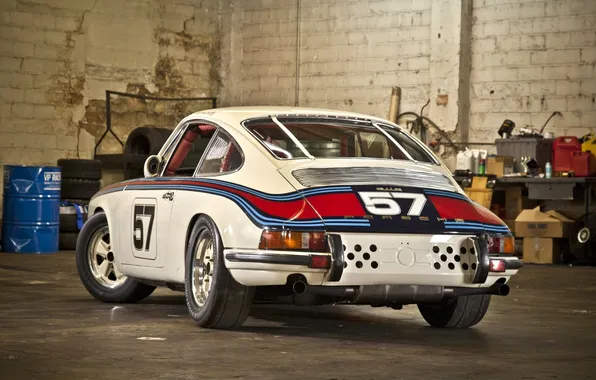 Гараж, 911, Porsche, 1969, суперкар, Порше, вид сзади, гоночный болид