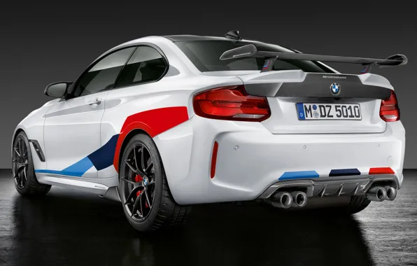 BMW, вид сзади, 2018, Competition, M Performance, F87, BMW M2, M Performance Accessories