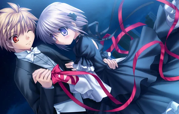 Девушка, аниме, арт, парень, двое, Rewrite