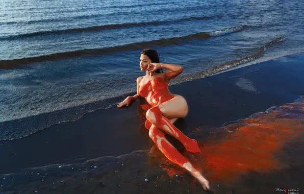 Вода, девушка, поза, краска, Леонид Мочульский