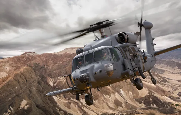 Горы, ландшафт, Pave Hawk, Многоцелевой вертолёт, Sikorsky HH-60