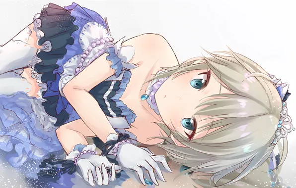 Girl, sexy, Anastasia, thighhighs, dress, anime, blue eyes, beautiful