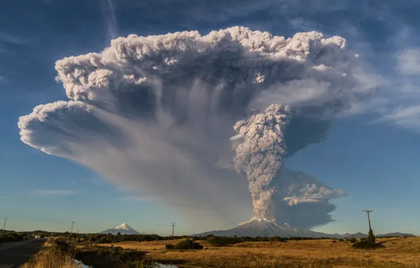 Картинка горы, вулкан, извержение, Чили, Анды, 2015, 17:50, Кальбуко