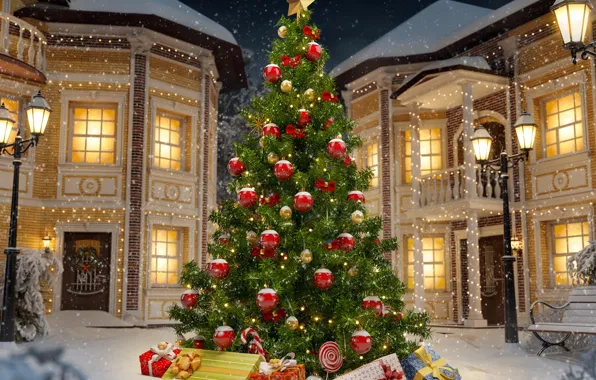 Christmas, winter, snow, decoration, christmas tree