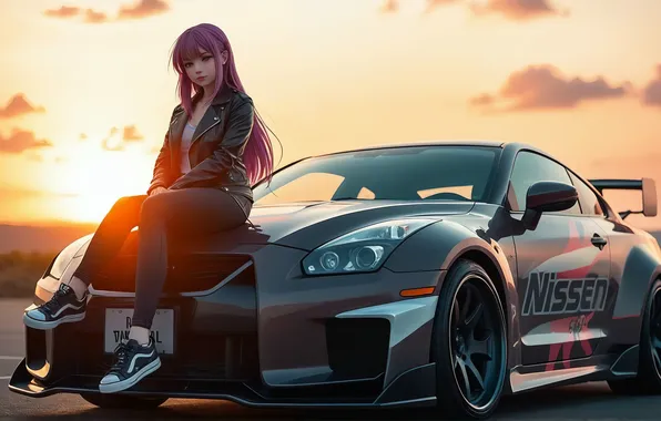 Girl, Nissan, AI Art