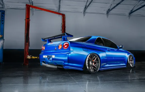 Картинка GT-R, Rear view, R34, TOYO TIRES