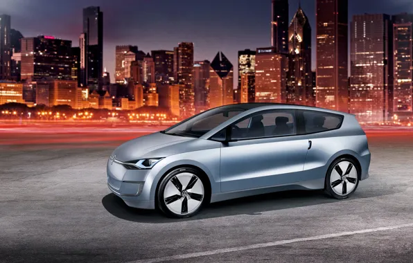 Картинка Volkswagen, концепт, Up! Lite, ночной город