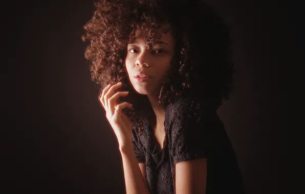 Light, girl, hair, direct gaze
