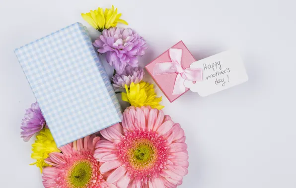 Цветы, подарки, Happy, День Матери, Mother Day