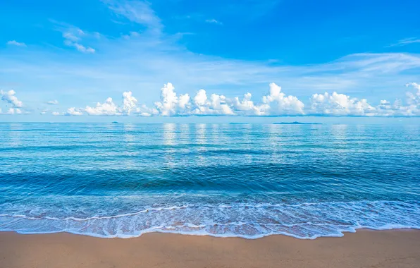 Песок, море, волны, пляж, лето, небо, summer, beach