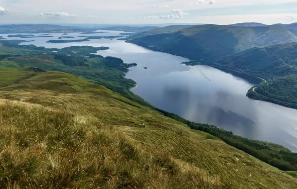 Горы, река, Шотландия, панорама, Loch Lomond, Trossachs National Park