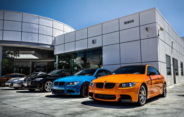 Картинка бмв, Porsche, BMW, ярко, Orange and Blue