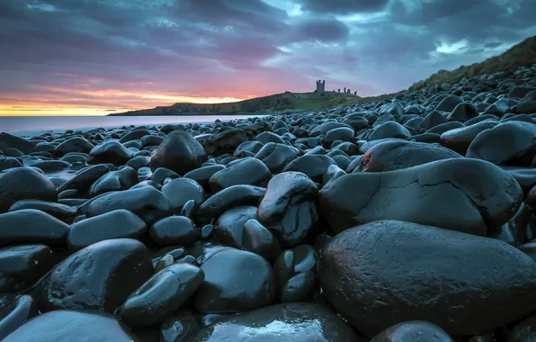 Море, пейзаж, Dunstanburgh Castle