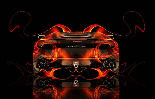 Lamborghini, Огонь, Оранжевый, Orange, Пламя, Fire, Абстракт, Flame