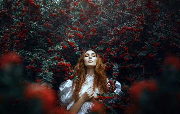 Девушка, ягоды, локоны, Ronny Garcia, The rebirth of the red queen I