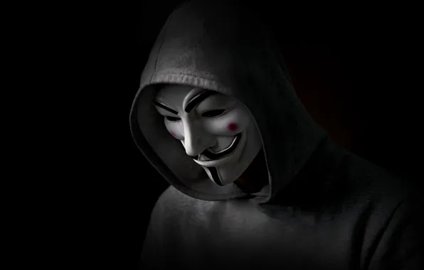 Картинка Vendetta, Black, Anonymous, Man, Hood, Sight