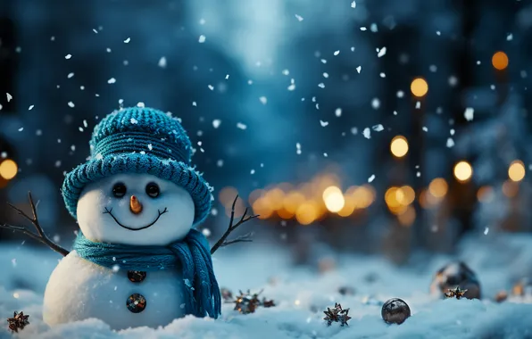 Зима, снег, Рождество, Новый год, снеговик, Christmas, winter, snow