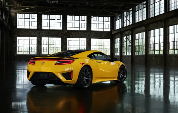 Жёлтый, окна, купе, Honda, Acura, NSX, 2020