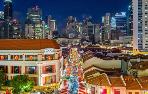 Картинка Сингапур, skyline, Singapore, Chinatown