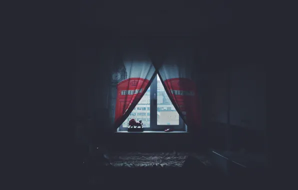 Car, машина, дом, окно, шторы, ferrari, window, бык