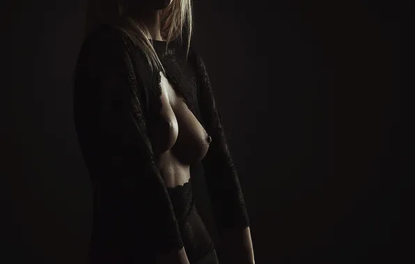 Грудь, девушка, мурашки, соски, girl, model, FlashnModels