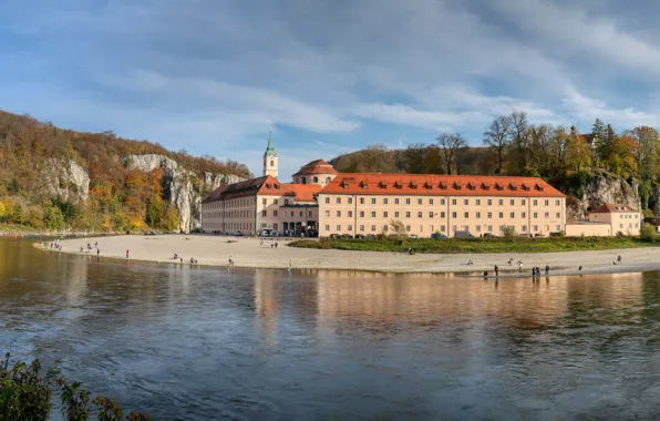 Картинка фото, Город, Река, Германия, Бавария, Монастырь, Danube, Weltenburg Abbey