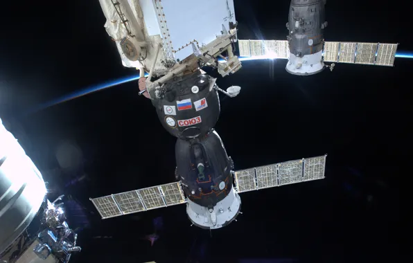 Картинка корабль, космический, Союз, пилотируемый, Soyuz, TMA13M