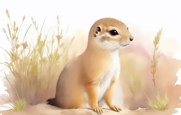 Животные, животное, рисунок, акварель, собачка, детеныш, animals, animal