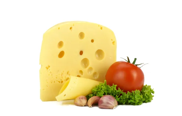 Картинка зелень, сыр, помидор, чеснок